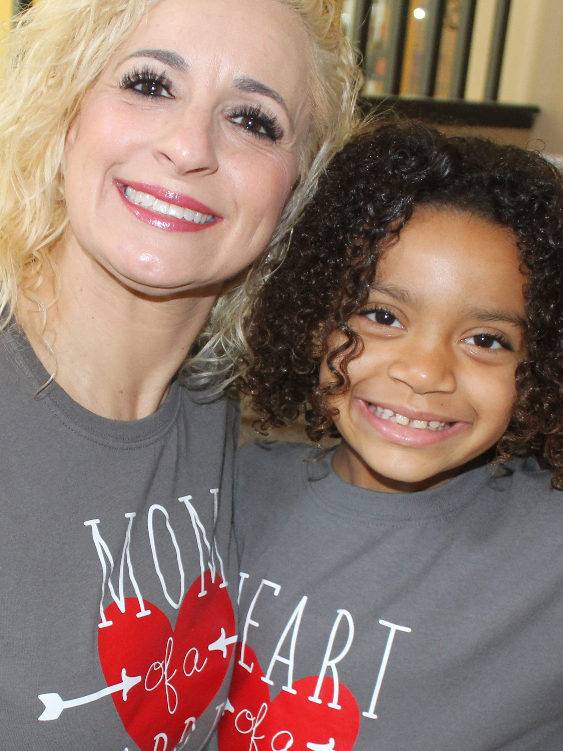 CHOC patient T.J. with his mom wearing matching t-shirts